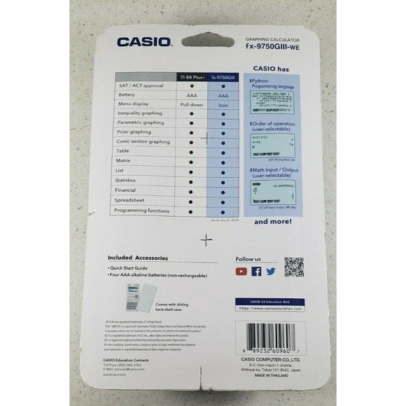 Casio - Graphing Calculator - White - fx-9750GIII-WE - New Sealed - Picture 3 of 11